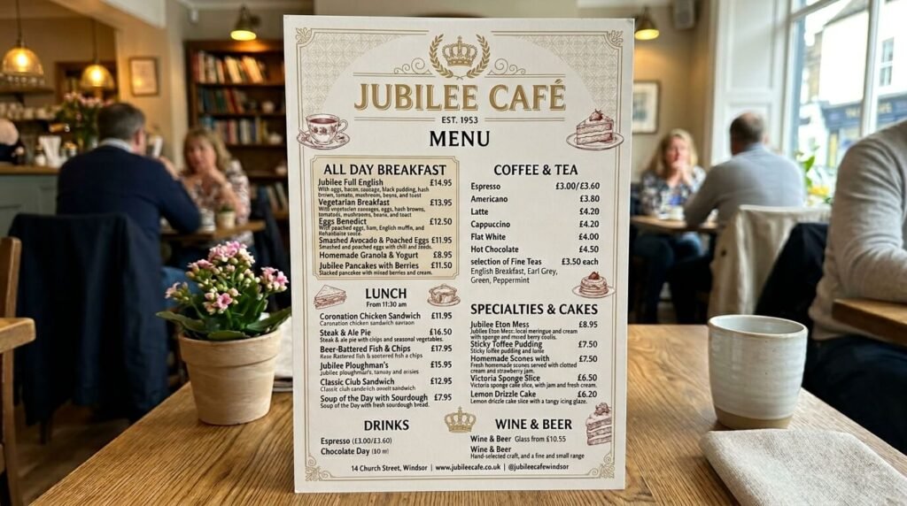 Jubilee Cafe Menu